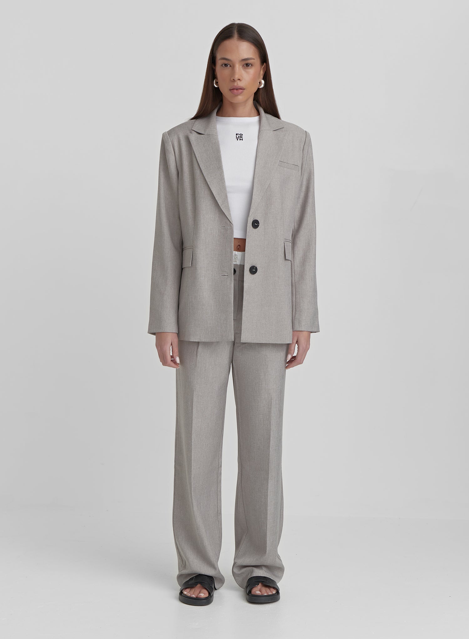 Grey PVE Tailored Oversized Blazer